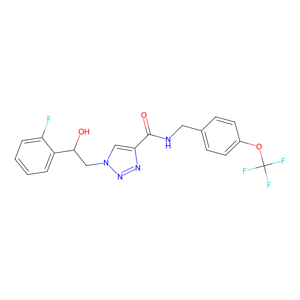 1-(2-(2-fluorophenyl)-2-hydroxyethyl)-N-(4-(trifluoromethoxy)benzyl)-1H-1,2,3-triazole-4-carboxamide molecular structure, CAS 2034597-22-1