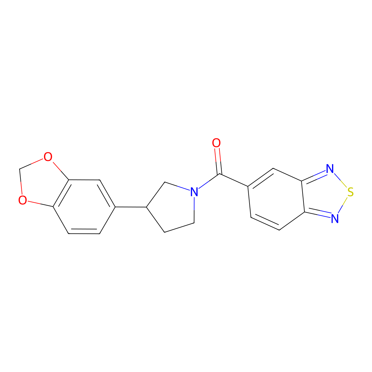 Benzo[c][1,2,5]thiadiazol-5-yl(3-(benzo[d][1,3]dioxol-5-yl)pyrrolidin-1-yl)methanone molecular structure, CAS 2034597-24-3