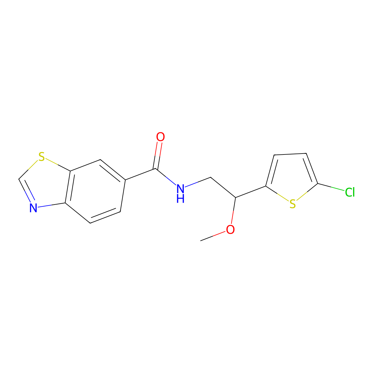 N-(2-(5-chlorothiophen-2-yl)-2-methoxyethyl)benzo[d]thiazole-6-carboxamide molecular structure, CAS 2034597-25-4
