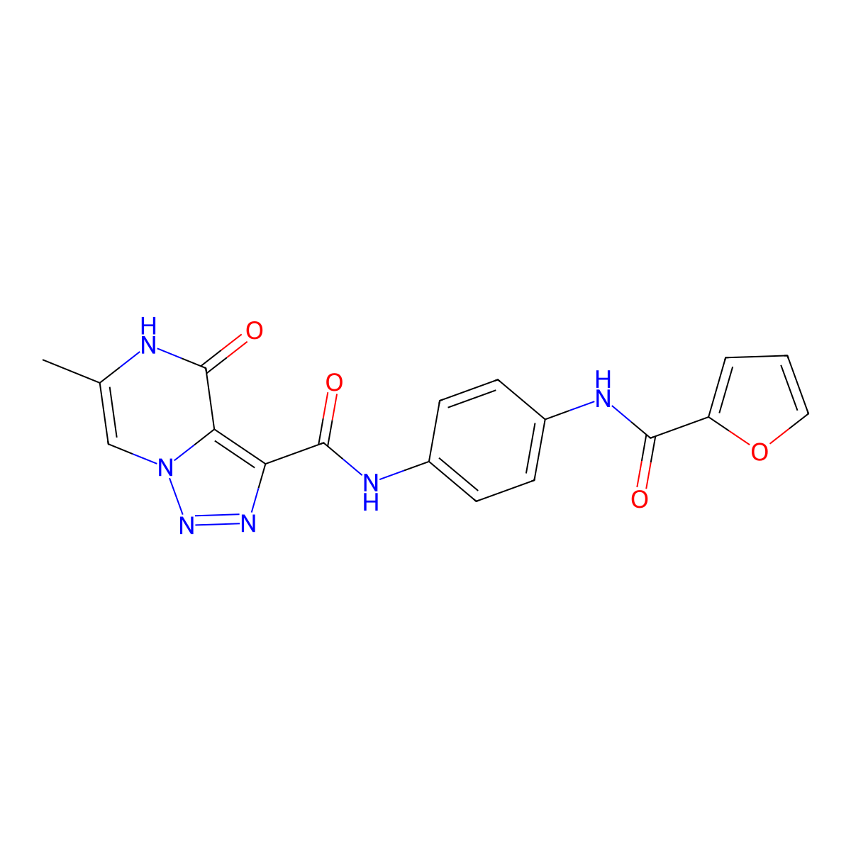N-(4-(furan-2-carboxamido)phenyl)-6-methyl-4-oxo-4,5-dihydro-[1,2,3]triazolo[1,5-a]pyrazine-3-carboxamide molecular structure, CAS 2034597-30-1