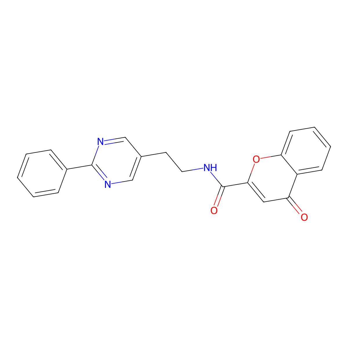 4-oxo-N-(2-(2-phenylpyrimidin-5-yl)ethyl)-4H-chromene-2-carboxamide molecular structure, CAS 2034597-31-2