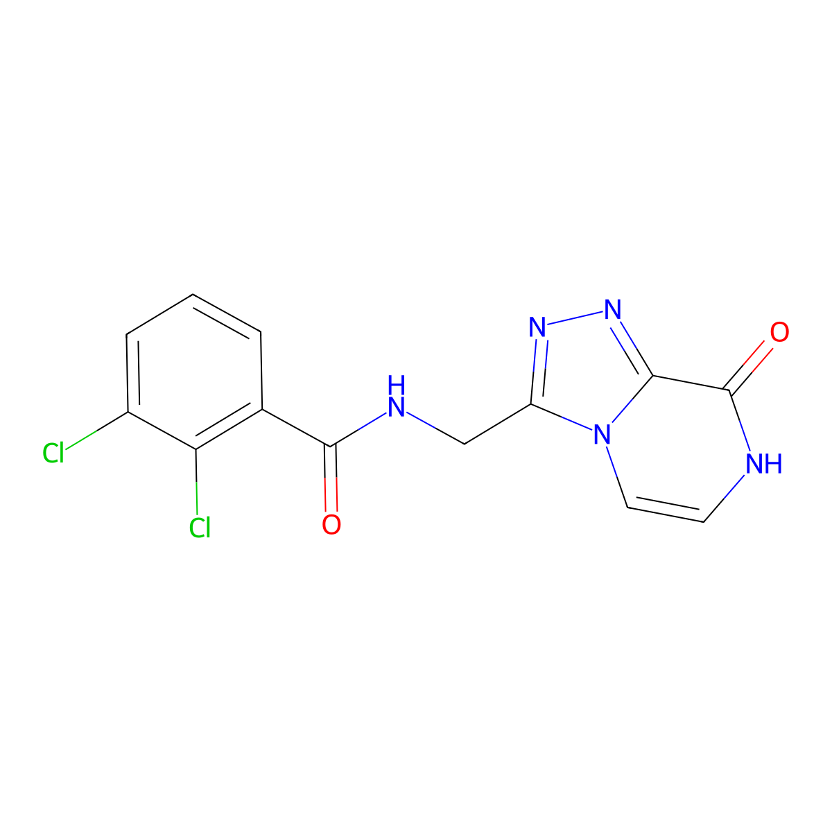 2,3-dichloro-N-((8-hydroxy-[1,2,4]triazolo[4,3-a]pyrazin-3-yl)methyl)benzamide molecular structure, CAS 2034597-32-3