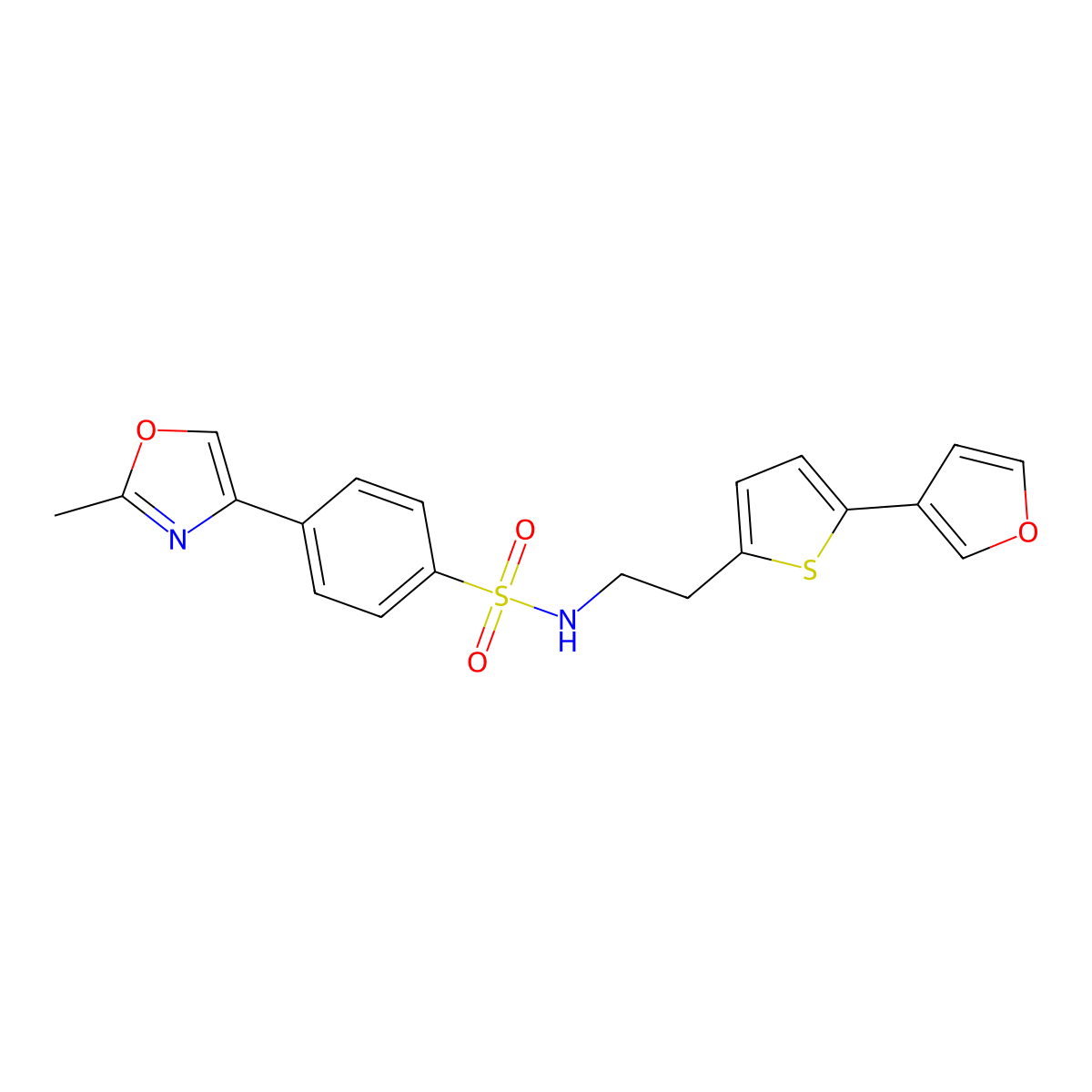N-(2-(5-(furan-3-yl)thiophen-2-yl)ethyl)-4-(2-methyloxazol-4-yl)benzenesulfonamide molecular structure, CAS 2034597-36-7