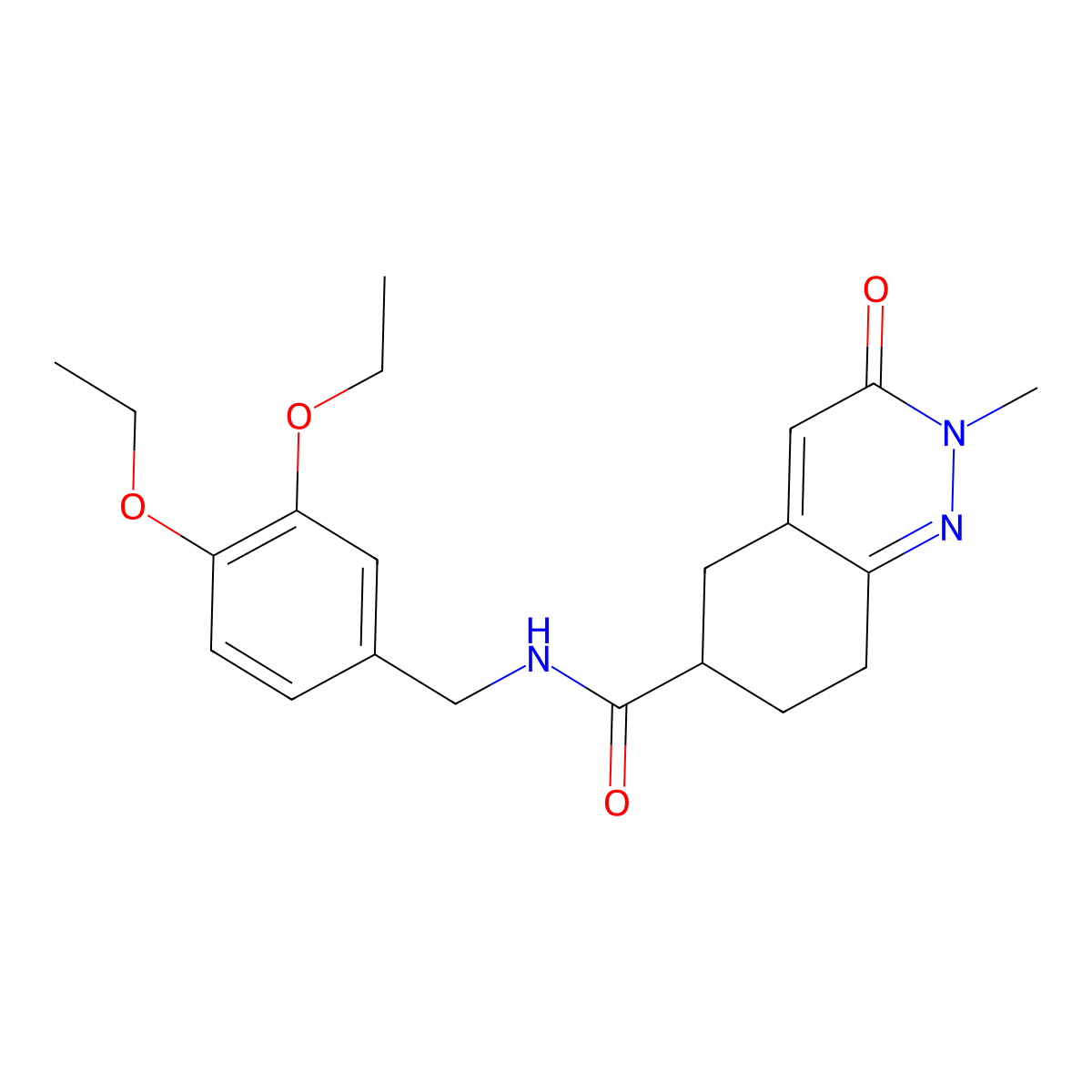 N-(3,4-diethoxybenzyl)-2-methyl-3-oxo-2,3,5,6,7,8-hexahydrocinnoline-6-carboxamide molecular structure, CAS 2034597-37-8