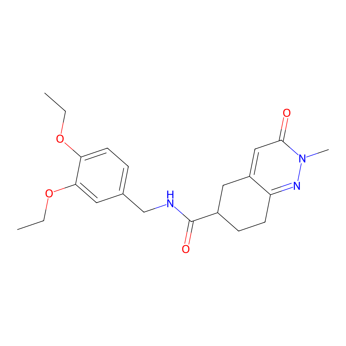 N-(3,4-diethoxybenzyl)-2-methyl-3-oxo-2,3,5,6,7,8-hexahydrocinnoline-6-carboxamide molecular structure, CAS 2034597-37-8