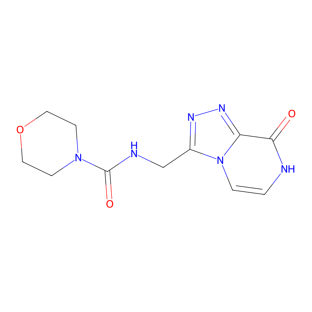 N-((8-hydroxy-[1,2,4]triazolo[4,3-a]pyrazin-3-yl)methyl)morpholine-4-carboxamide molecular structure, CAS 2034597-50-5