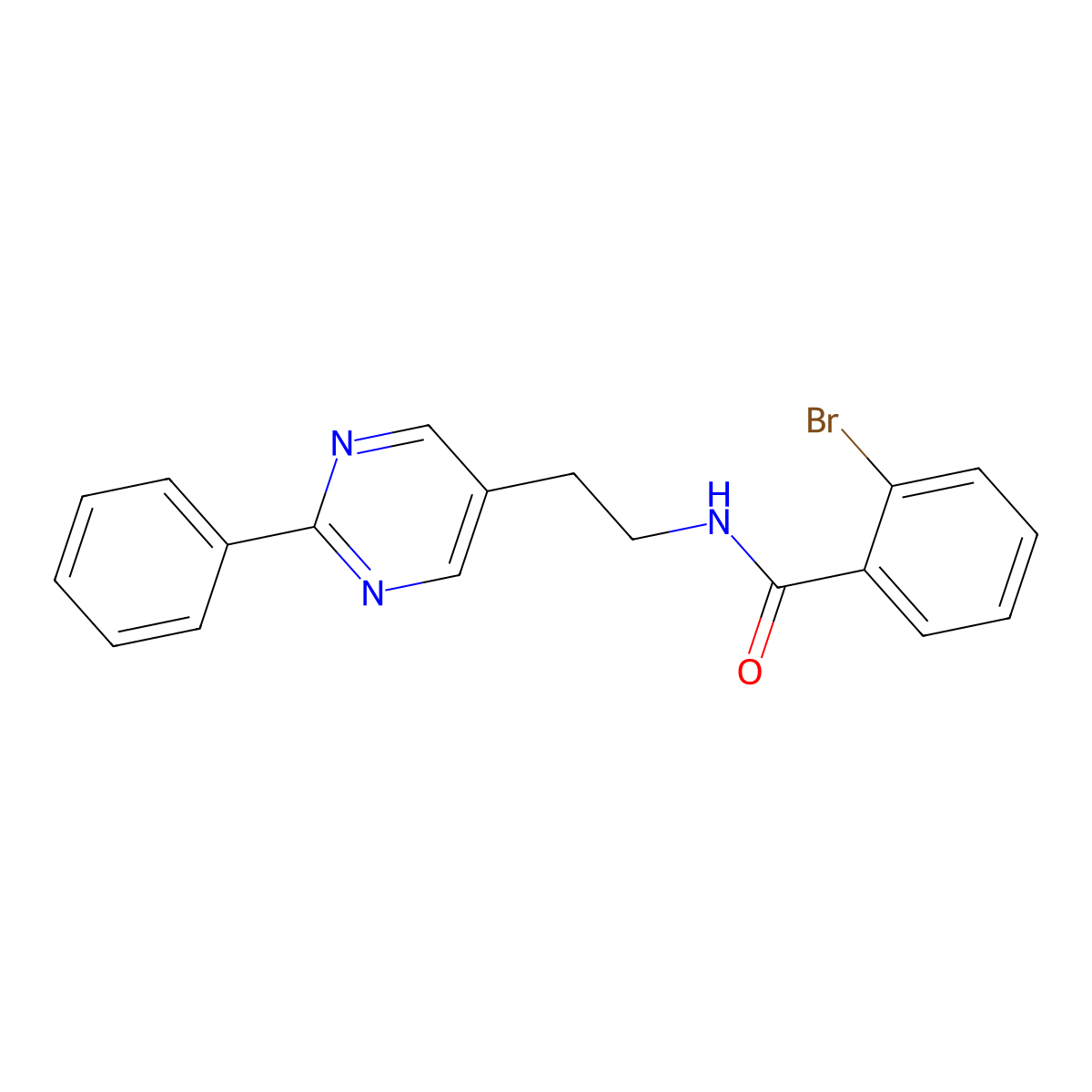 2-bromo-N-(2-(2-phenylpyrimidin-5-yl)ethyl)benzamide molecular structure, CAS 2034597-51-6