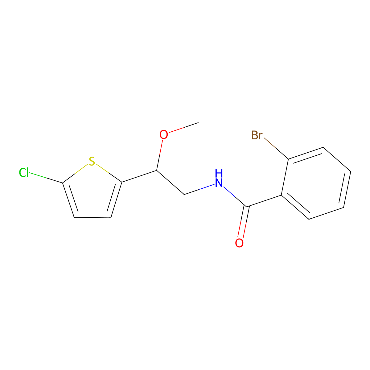 2-bromo-N-[2-(5-chlorothiophen-2-yl)-2-methoxyethyl]benzamide molecular structure, CAS 2034597-60-7