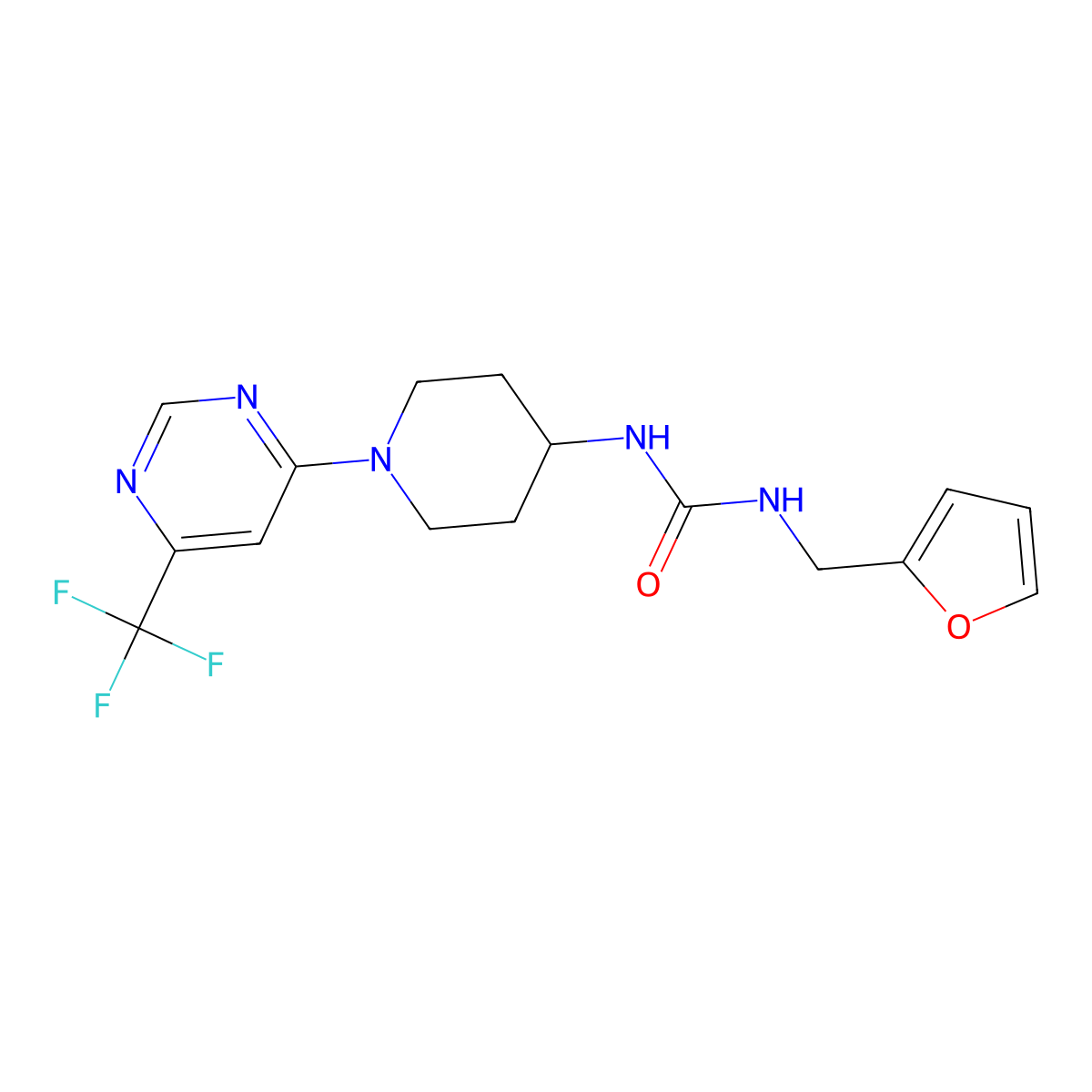 1-(Furan-2-ylmethyl)-3-(1-(6-(trifluoromethyl)pyrimidin-4-yl)piperidin-4-yl)urea molecular structure, CAS 2034597-65-2
