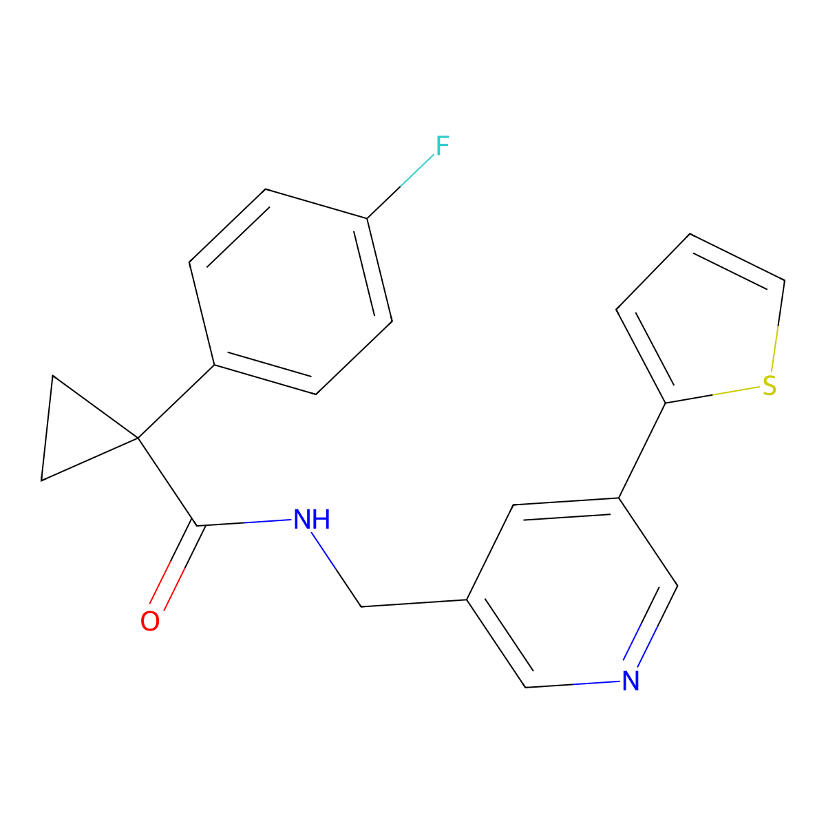 1-(4-fluorophenyl)-N-((5-(thiophen-2-yl)pyridin-3-yl)methyl)cyclopropanecarboxamide molecular structure, CAS 2034597-78-7