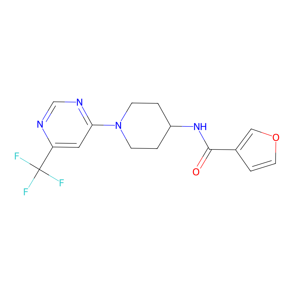 N-{1-[6-(trifluoromethyl)pyrimidin-4-yl]piperidin-4-yl}furan-3-carboxamide molecular structure, CAS 2034597-79-8