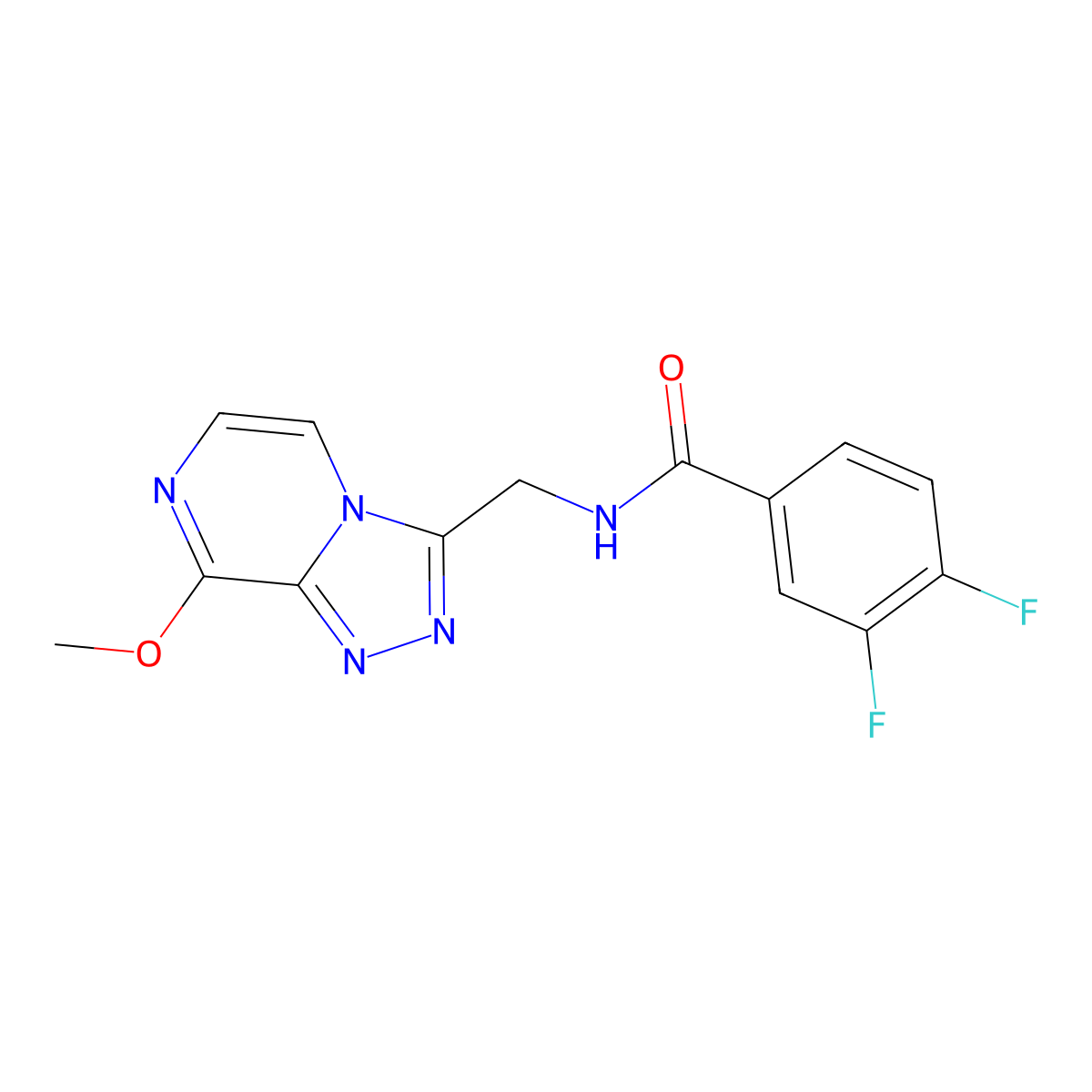 3,4-difluoro-N-((8-methoxy-[1,2,4]triazolo[4,3-a]pyrazin-3-yl)methyl)benzamide molecular structure, CAS 2034597-82-3