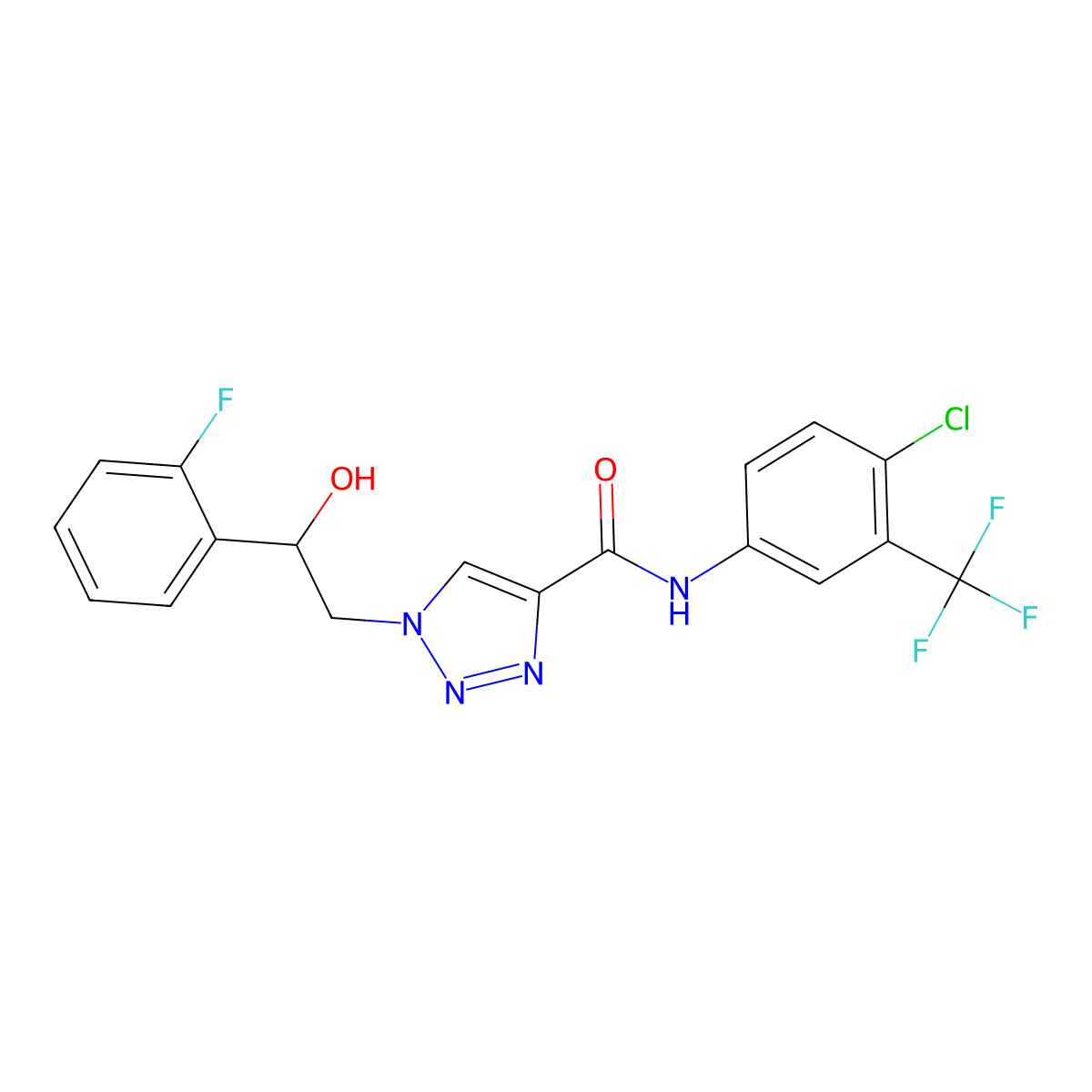 N-(4-chloro-3-(trifluoromethyl)phenyl)-1-(2-(2-fluorophenyl)-2-hydroxyethyl)-1H-1,2,3-triazole-4-carboxamide molecular structure, CAS 2034597-95-8