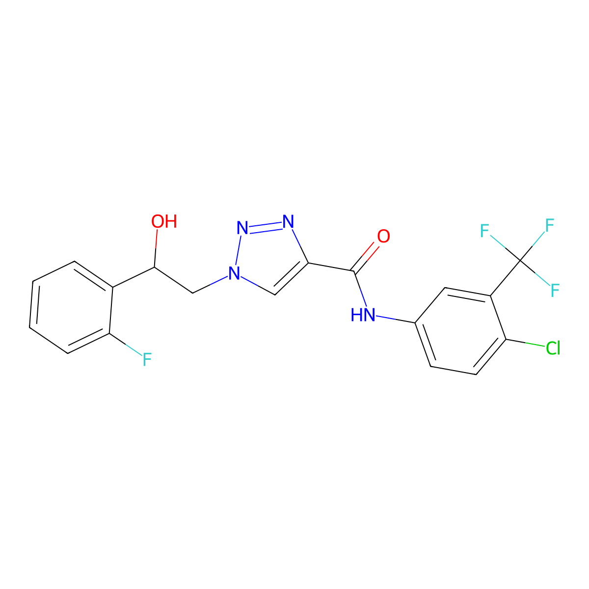 N-(4-chloro-3-(trifluoromethyl)phenyl)-1-(2-(2-fluorophenyl)-2-hydroxyethyl)-1H-1,2,3-triazole-4-carboxamide molecular structure, CAS 2034597-95-8