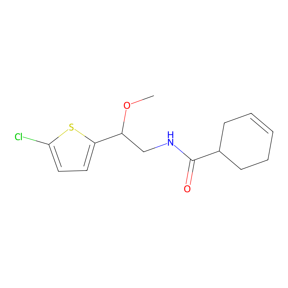 N-(2-(5-chlorothiophen-2-yl)-2-methoxyethyl)cyclohex-3-enecarboxamide molecular structure, CAS 2034597-96-9