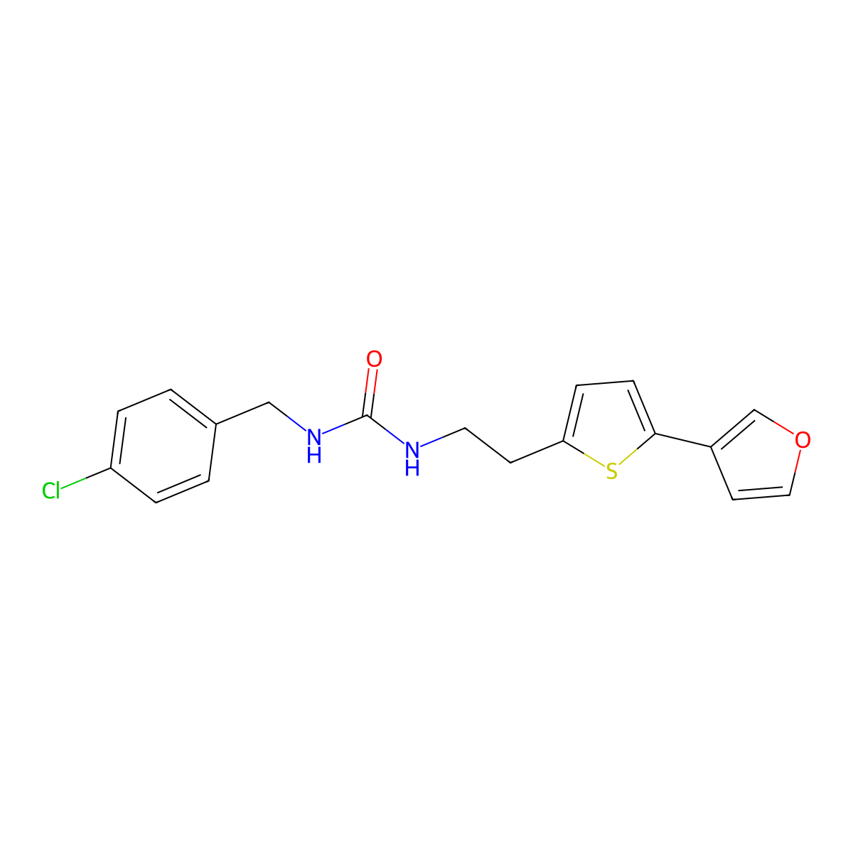 1-(4-Chlorobenzyl)-3-(2-(5-(furan-3-yl)thiophen-2-yl)ethyl)urea molecular structure, CAS 2034598-02-0