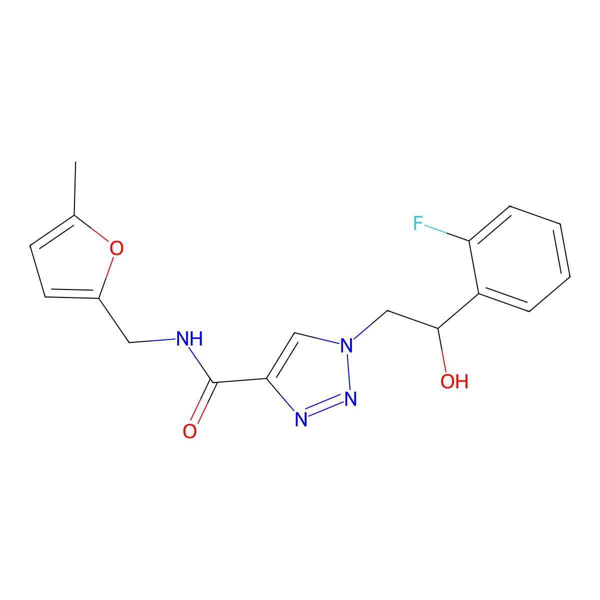 1-(2-(2-fluorophenyl)-2-hydroxyethyl)-N-((5-methylfuran-2-yl)methyl)-1H-1,2,3-triazole-4-carboxamide molecular structure, CAS 2034598-07-5