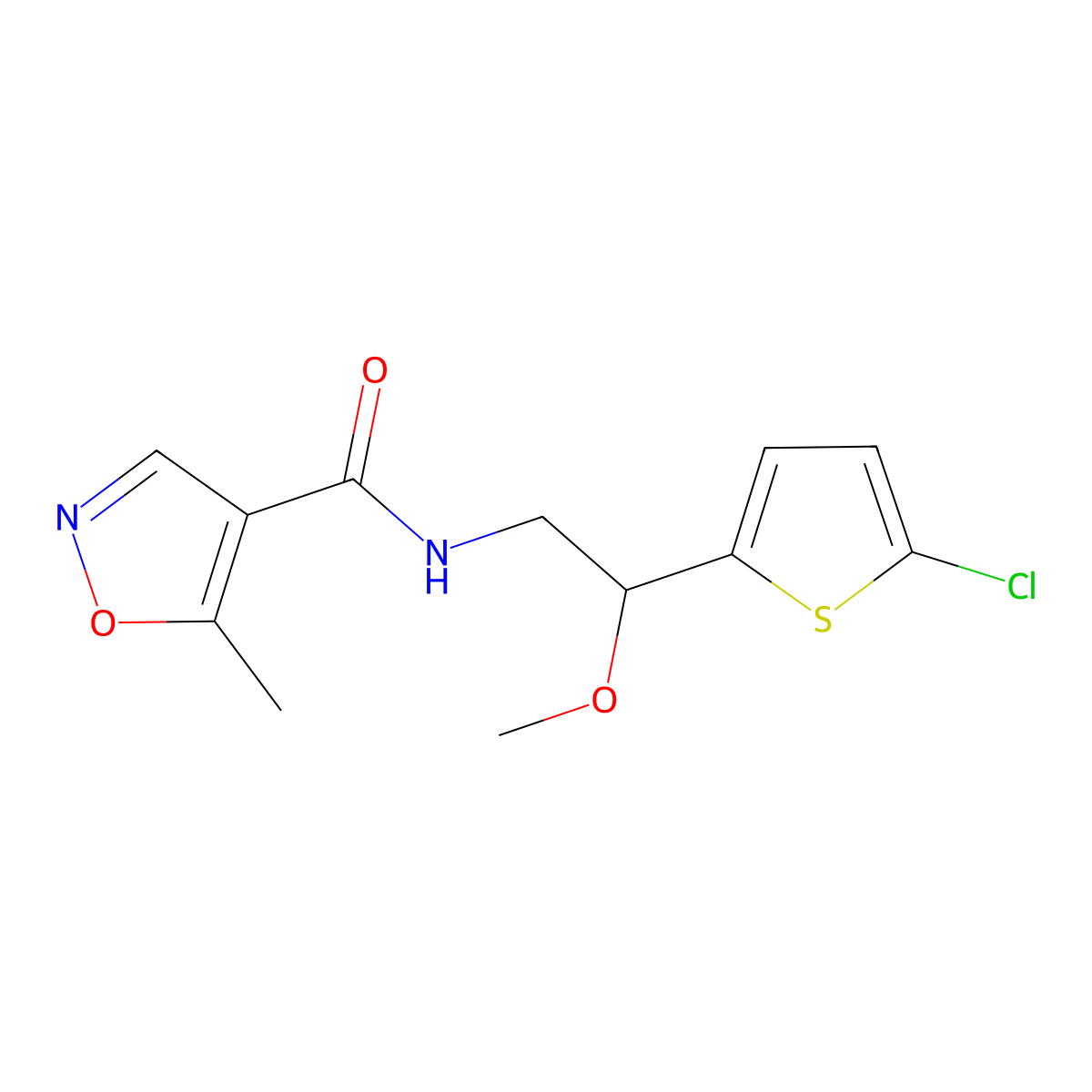 N-(2-(5-chlorothiophen-2-yl)-2-methoxyethyl)-5-methylisoxazole-4-carboxamide molecular structure, CAS 2034598-12-2