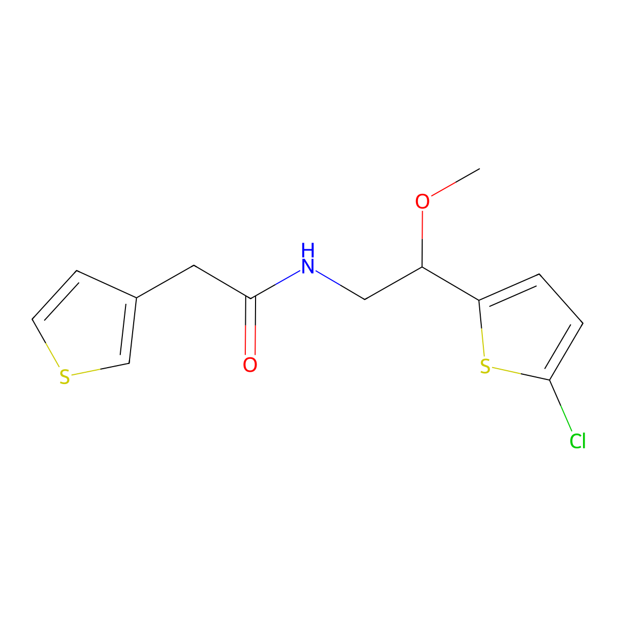 N-(2-(5-chlorothiophen-2-yl)-2-methoxyethyl)-2-(thiophen-3-yl)acetamide molecular structure, CAS 2034598-23-5