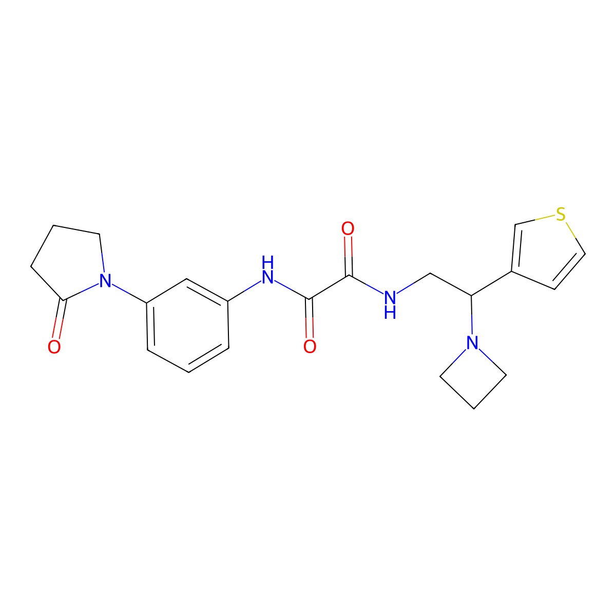 N1-(2-(azetidin-1-yl)-2-(thiophen-3-yl)ethyl)-N2-(3-(2-oxopyrrolidin-1-yl)phenyl)oxalamide molecular structure, CAS 2034598-25-7