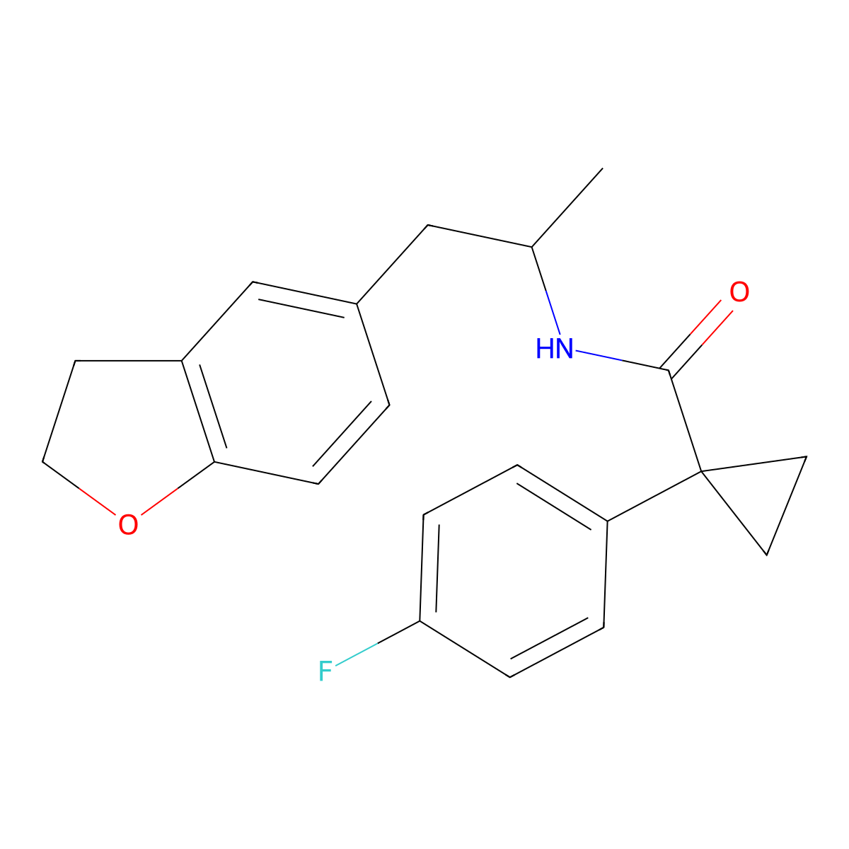 N-(1-(2,3-dihydrobenzofuran-5-yl)propan-2-yl)-1-(4-fluorophenyl)cyclopropanecarboxamide molecular structure, CAS 2034598-39-3