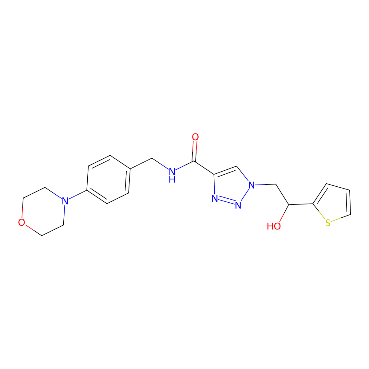 1-(2-hydroxy-2-(thiophen-2-yl)ethyl)-N-(4-morpholinobenzyl)-1H-1,2,3-triazole-4-carboxamide molecular structure, CAS 2034598-49-5