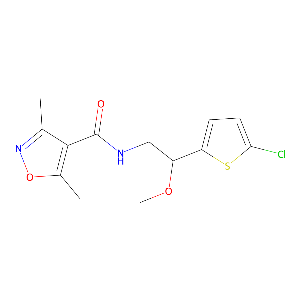 N-(2-(5-chlorothiophen-2-yl)-2-methoxyethyl)-3,5-dimethylisoxazole-4-carboxamide molecular structure, CAS 2034598-54-2