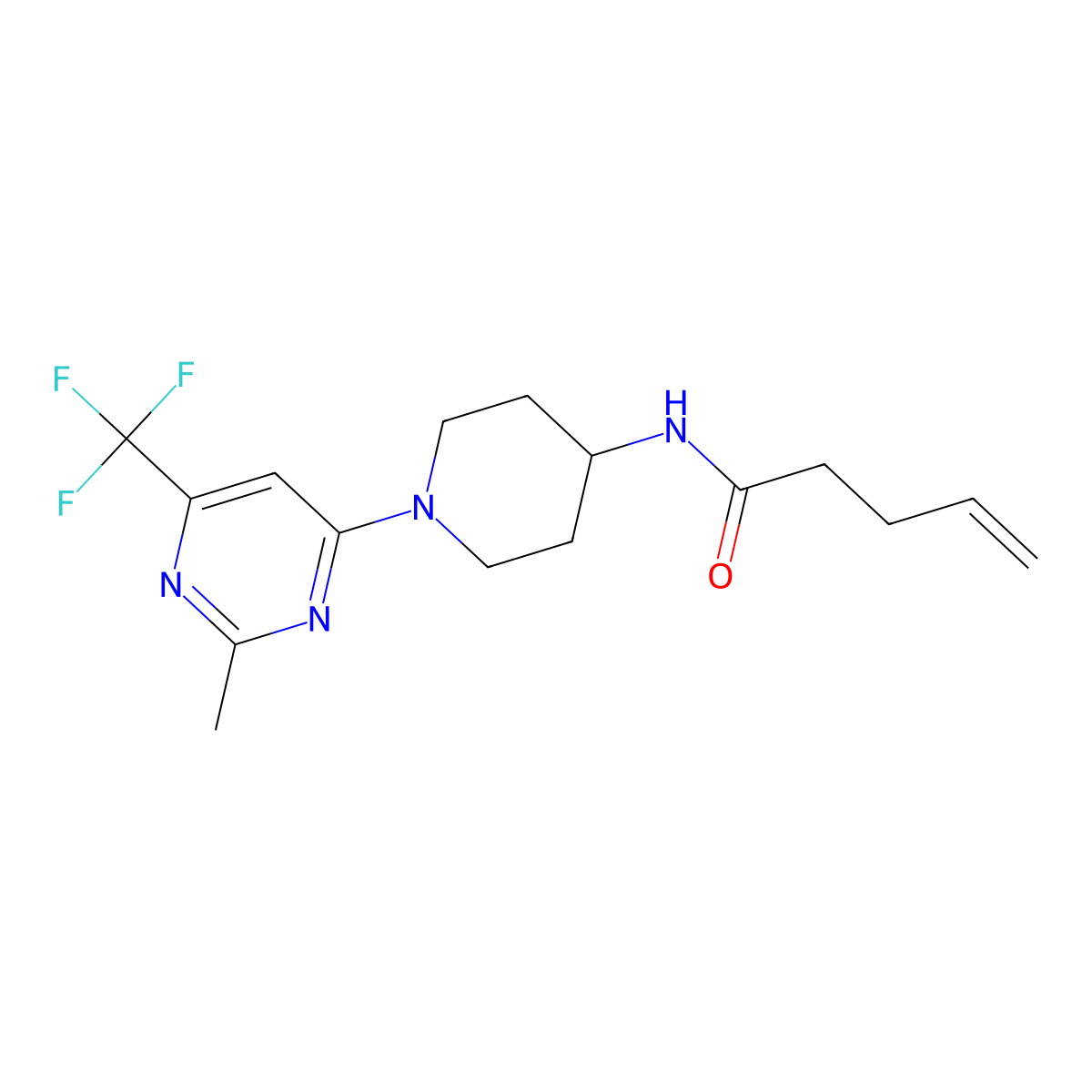 N-(1-(2-methyl-6-(trifluoromethyl)pyrimidin-4-yl)piperidin-4-yl)pent-4-enamide molecular structure, CAS 2034598-61-1