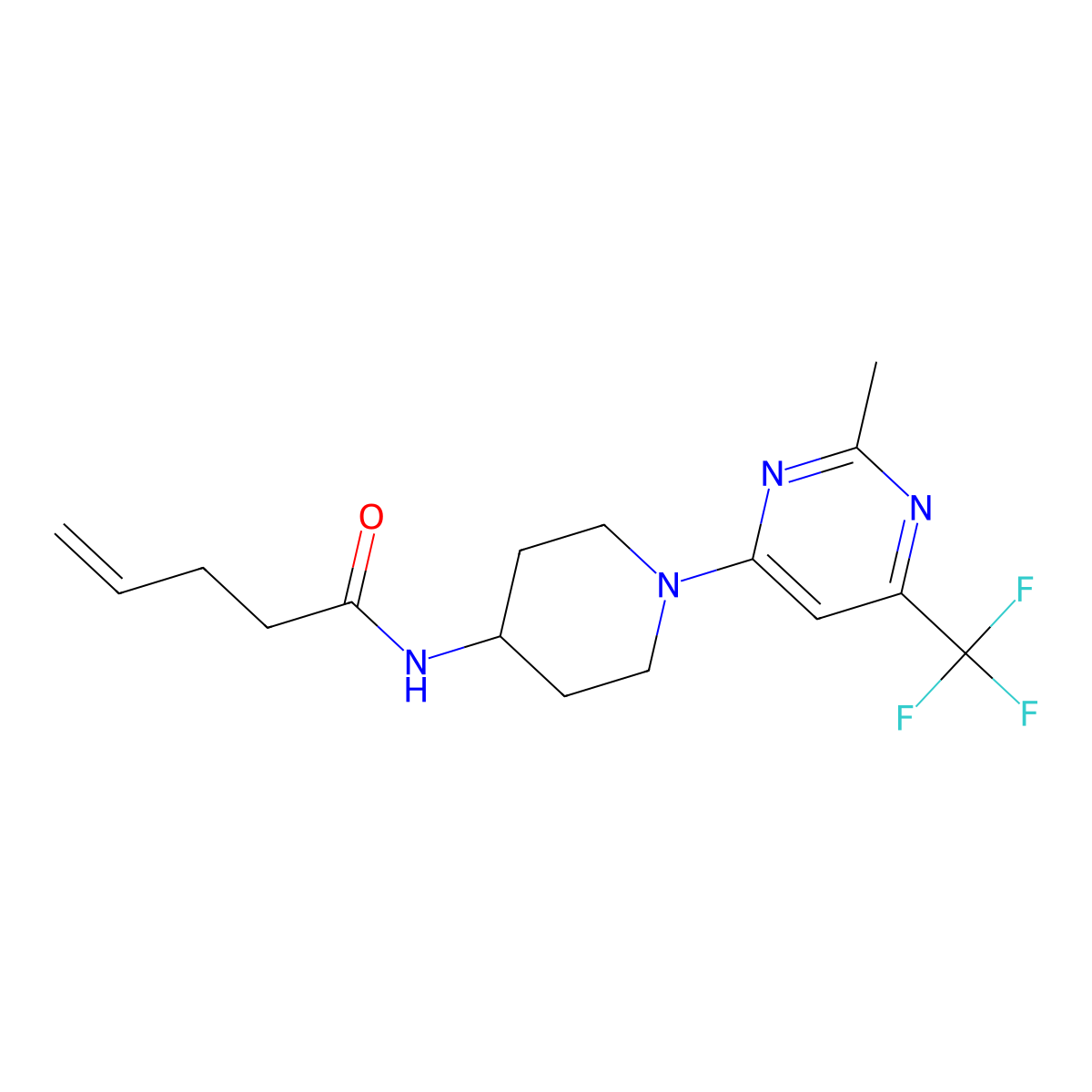N-(1-(2-methyl-6-(trifluoromethyl)pyrimidin-4-yl)piperidin-4-yl)pent-4-enamide molecular structure, CAS 2034598-61-1
