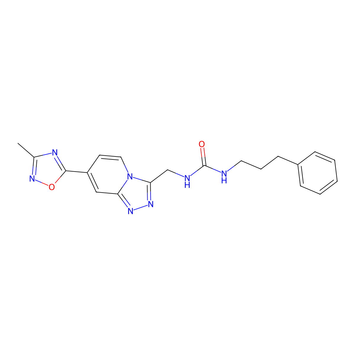 1-((7-(3-Methyl-1,2,4-oxadiazol-5-yl)-[1,2,4]triazolo[4,3-a]pyridin-3-yl)methyl)-3-(3-phenylpropyl)urea molecular structure, CAS 2034598-65-5