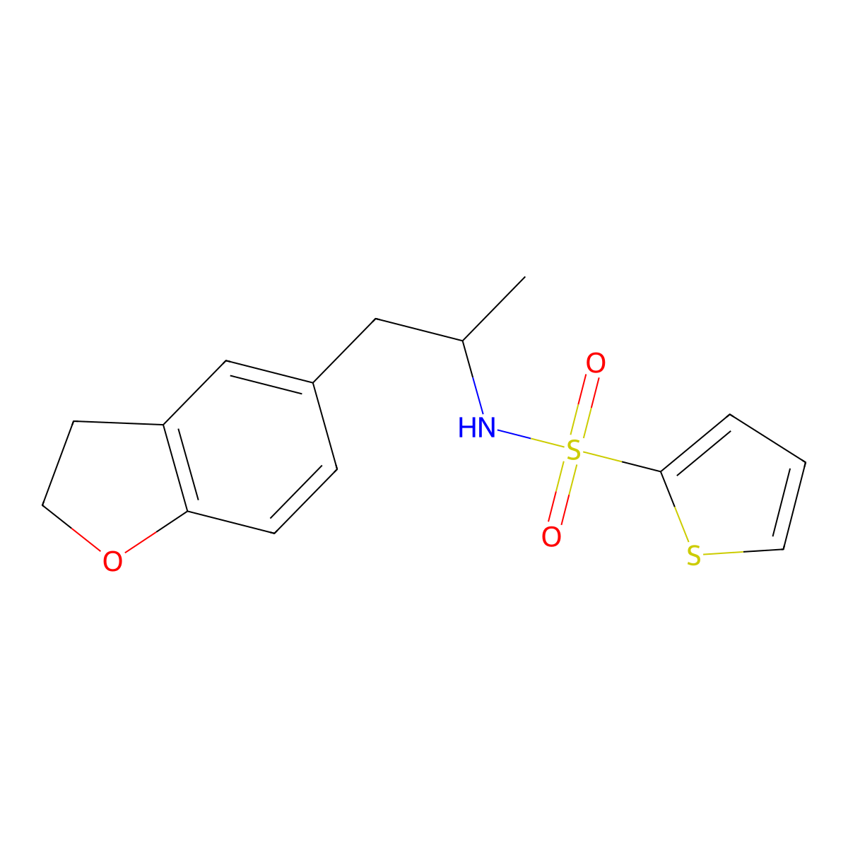 N-(1-(2,3-dihydrobenzofuran-5-yl)propan-2-yl)thiophene-2-sulfonamide molecular structure, CAS 2034598-92-8