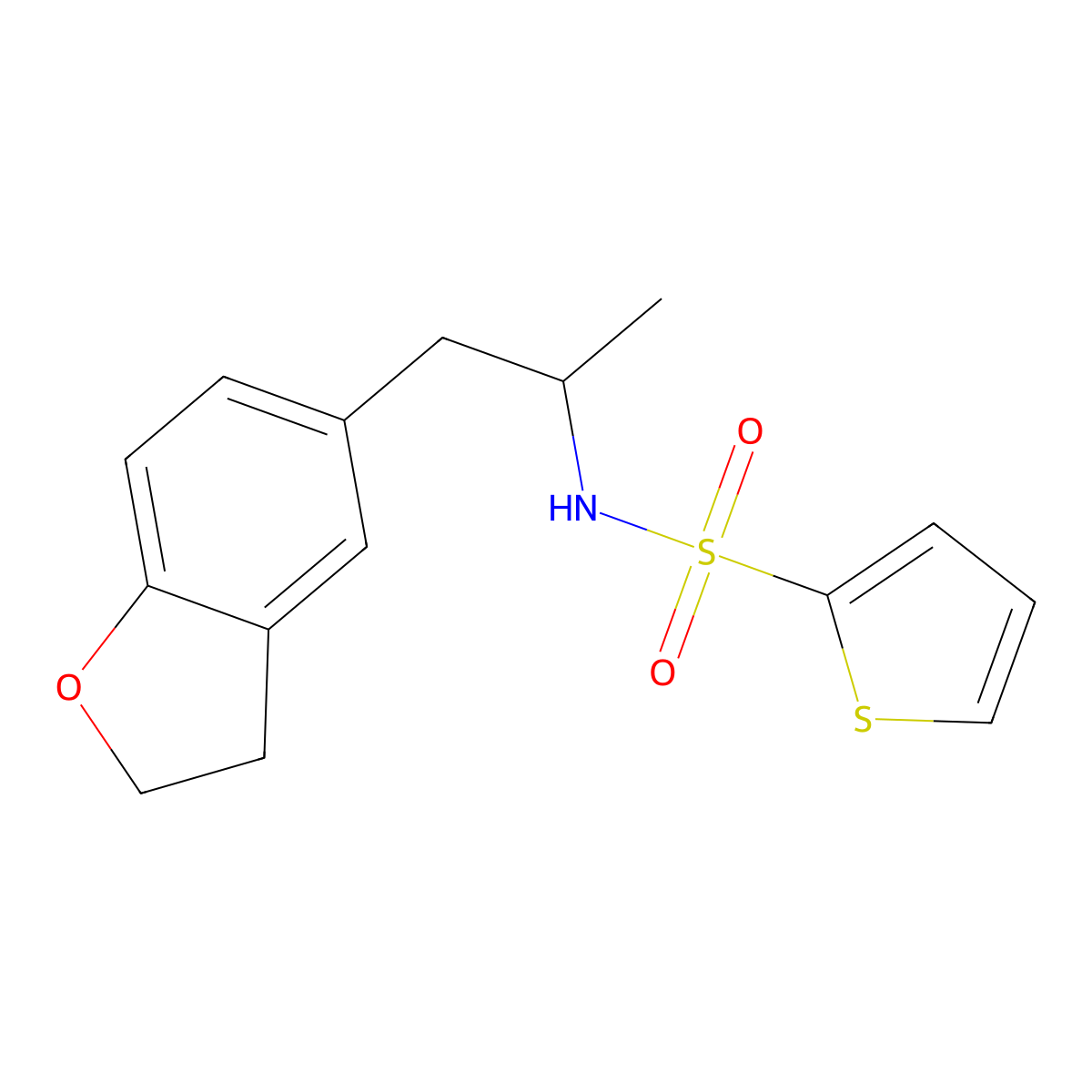 N-(1-(2,3-dihydrobenzofuran-5-yl)propan-2-yl)thiophene-2-sulfonamide molecular structure, CAS 2034598-92-8