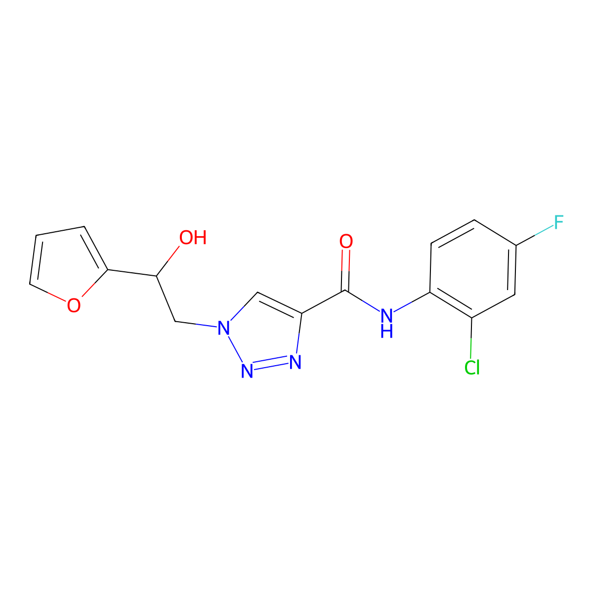 N-(2-chloro-4-fluorophenyl)-1-[2-(furan-2-yl)-2-hydroxyethyl]-1H-1,2,3-triazole-4-carboxamide molecular structure, CAS 2034598-93-9
