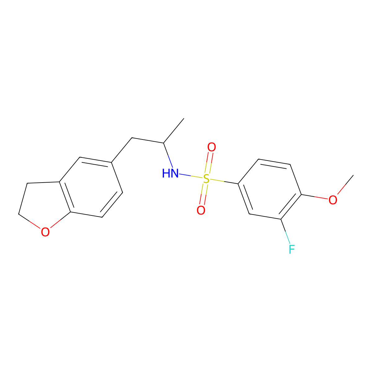 N-(1-(2,3-dihydrobenzofuran-5-yl)propan-2-yl)-3-fluoro-4-methoxybenzenesulfonamide molecular structure, CAS 2034599-00-1