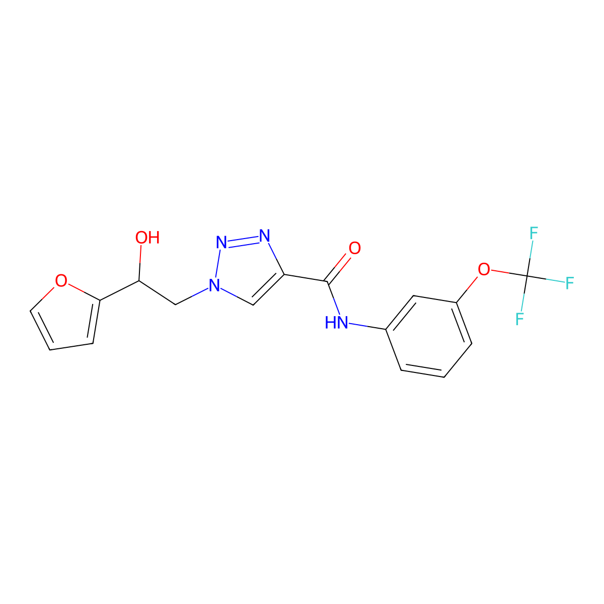 1-(2-(furan-2-yl)-2-hydroxyethyl)-N-(3-(trifluoromethoxy)phenyl)-1H-1,2,3-triazole-4-carboxamide molecular structure, CAS 2034599-06-7
