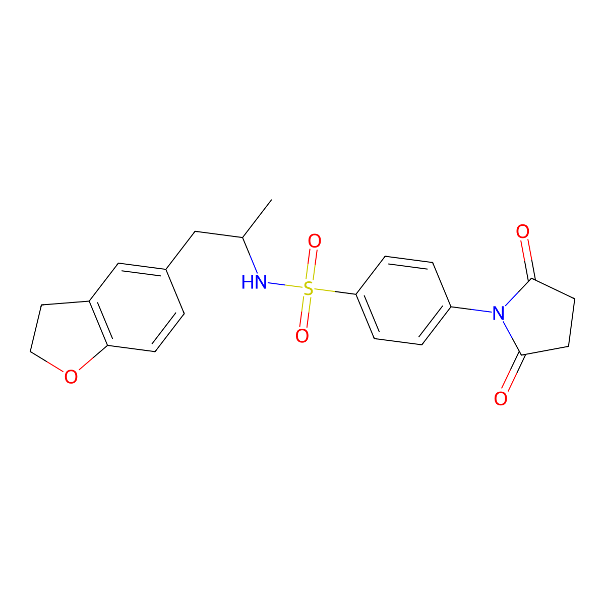 N-(1-(2,3-dihydrobenzofuran-5-yl)propan-2-yl)-4-(2,5-dioxopyrrolidin-1-yl)benzenesulfonamide molecular structure, CAS 2034599-23-8