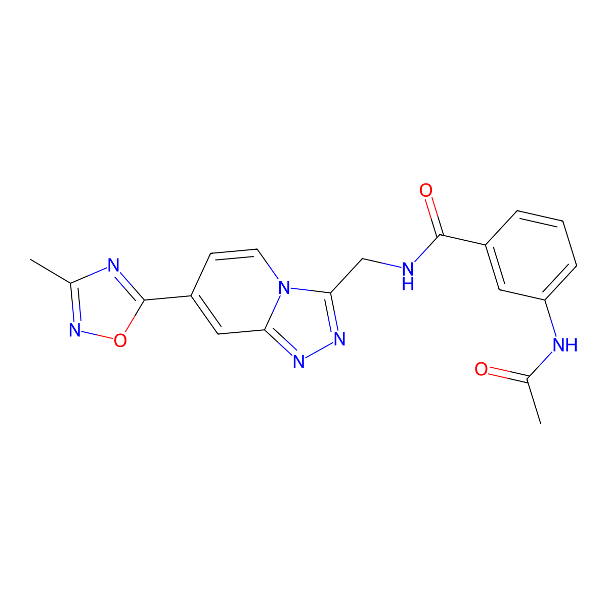 3-acetamido-N-{[7-(3-methyl-1,2,4-oxadiazol-5-yl)-[1,2,4]triazolo[4,3-a]pyridin-3-yl]methyl}benzamide molecular structure, CAS 2034599-36-3