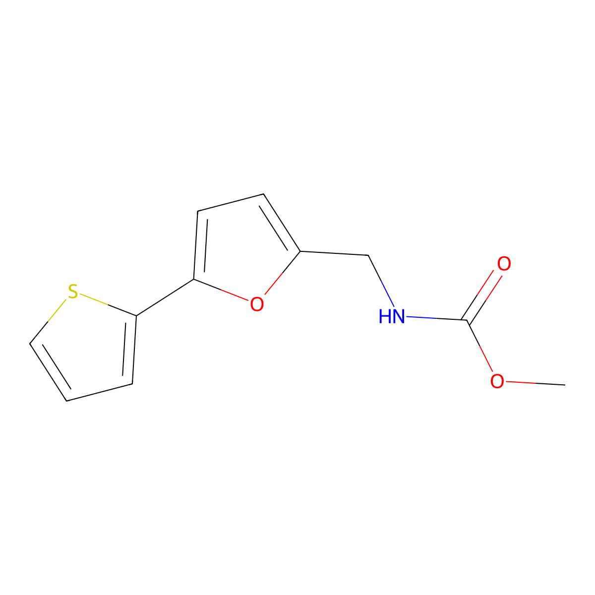 Methyl ((5-(thiophen-2-yl)furan-2-yl)methyl)carbamate molecular structure, CAS 2034599-44-3