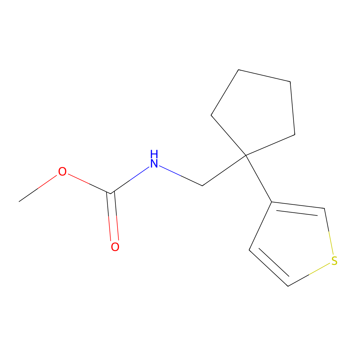 Methyl ((1-(thiophen-3-yl)cyclopentyl)methyl)carbamate molecular structure, CAS 2034599-47-6