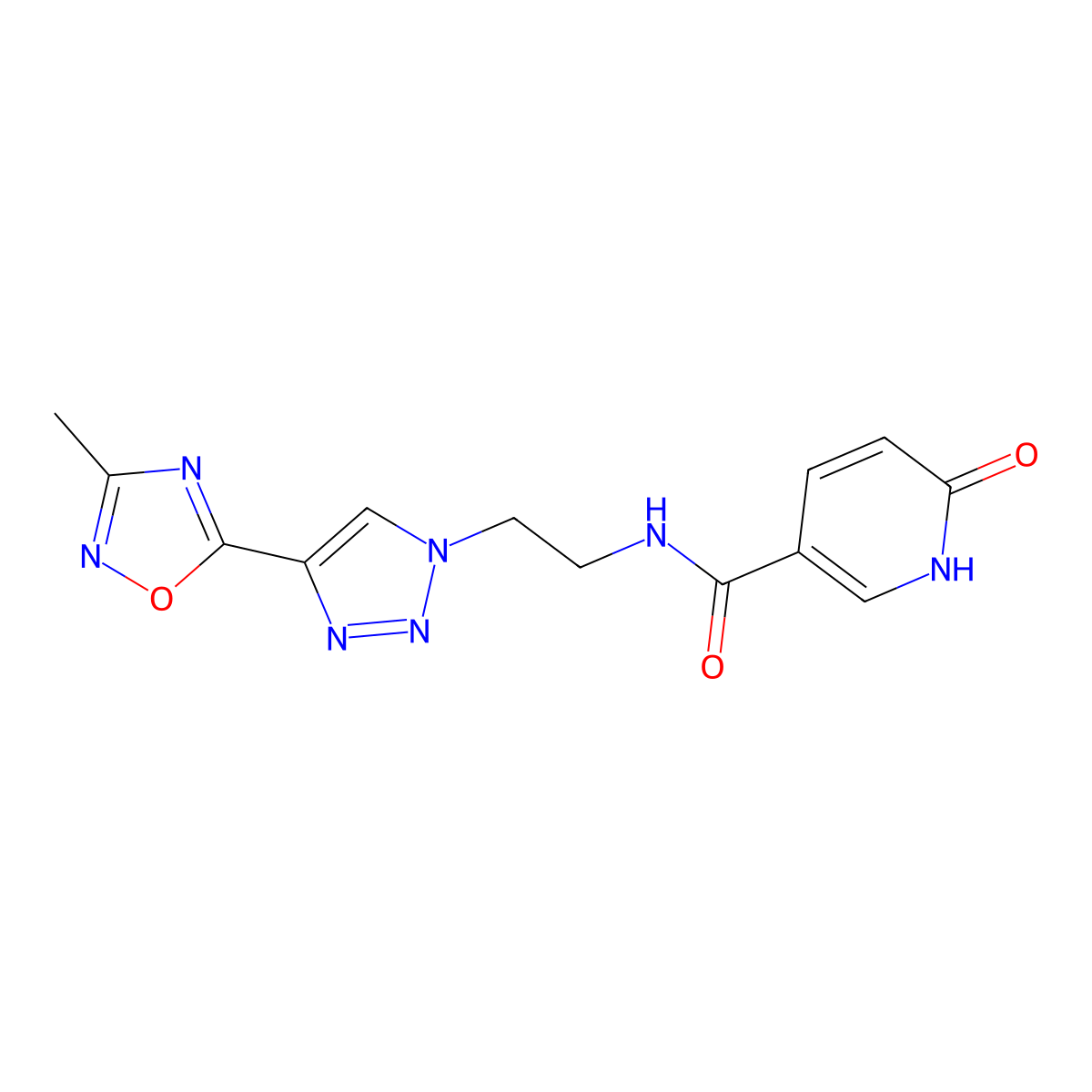 N-(2-(4-(3-methyl-1,2,4-oxadiazol-5-yl)-1H-1,2,3-triazol-1-yl)ethyl)-6-oxo-1,6-dihydropyridine-3-carboxamide molecular structure, CAS 2034599-48-7
