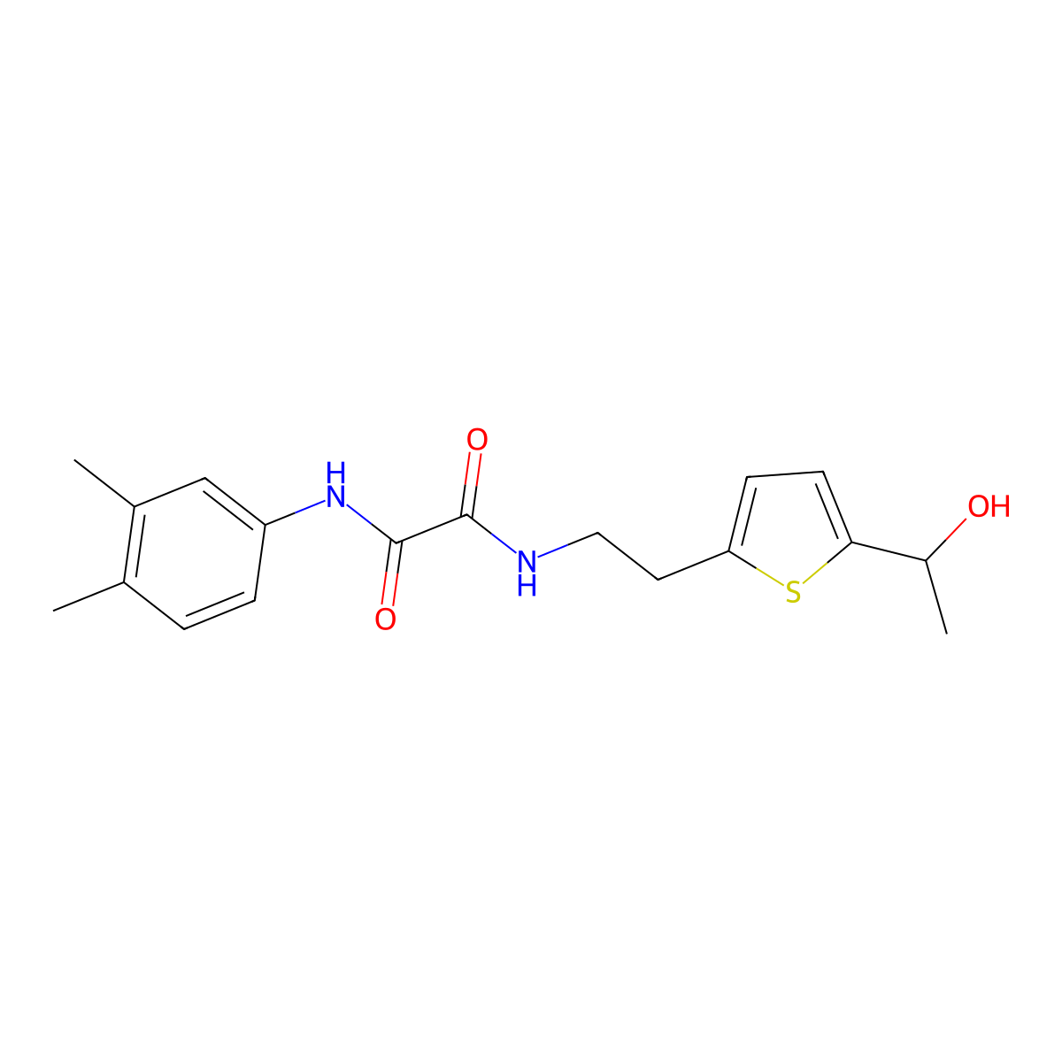 N1-(3,4-dimethylphenyl)-N2-(2-(5-(1-hydroxyethyl)thiophen-2-yl)ethyl)oxalamide molecular structure, CAS 2034599-49-8