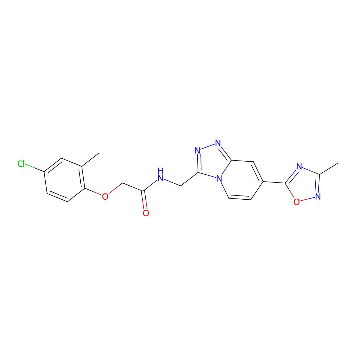 2-(4-chloro-2-methylphenoxy)-N-((7-(3-methyl-1,2,4-oxadiazol-5-yl)-[1,2,4]triazolo[4,3-a]pyridin-3-yl)methyl)acetamide molecular structure, CAS 2034599-57-8