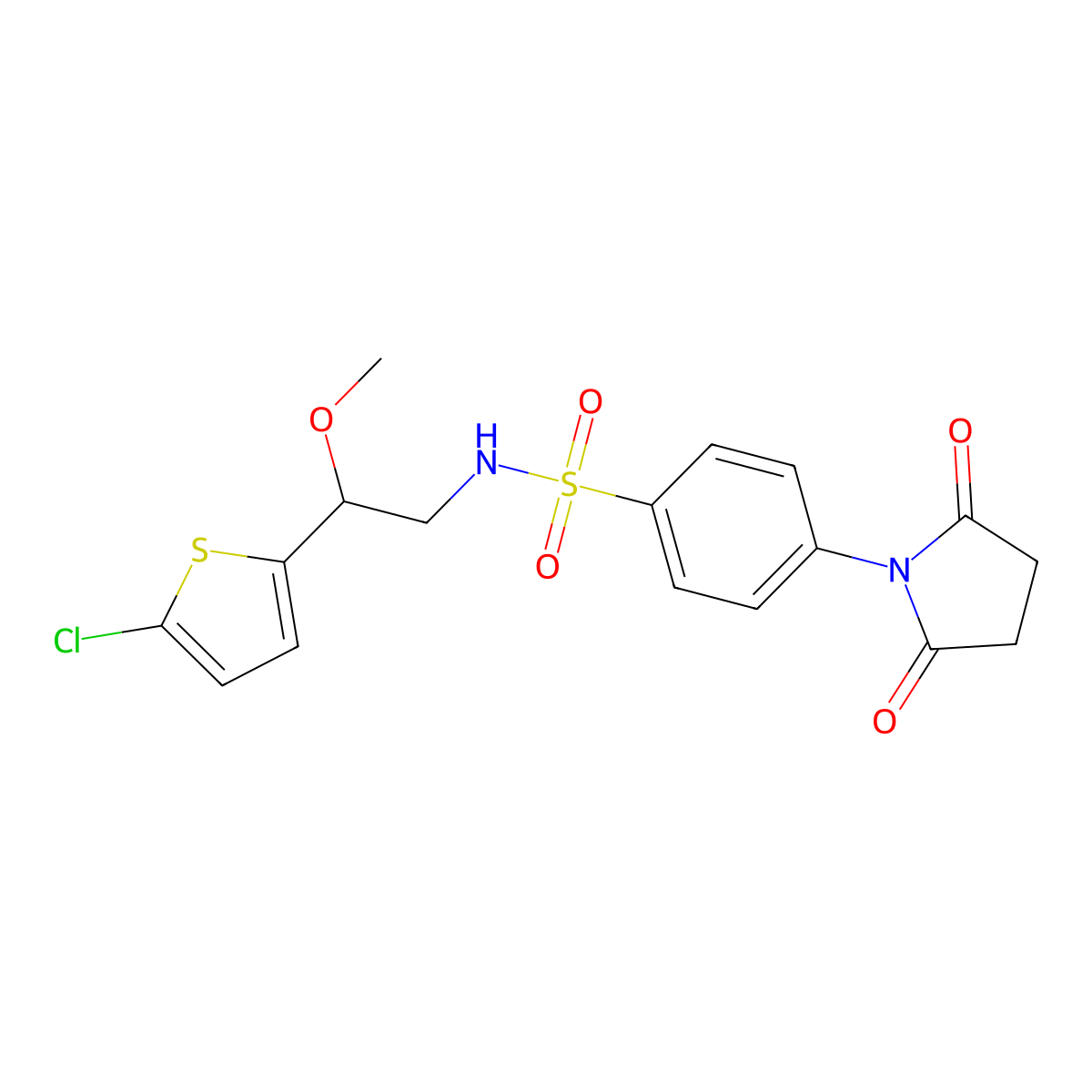 N-(2-(5-chlorothiophen-2-yl)-2-methoxyethyl)-4-(2,5-dioxopyrrolidin-1-yl)benzenesulfonamide molecular structure, CAS 2034599-58-9