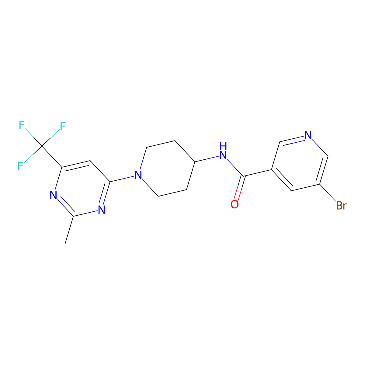 5-bromo-N-{1-[2-methyl-6-(trifluoromethyl)pyrimidin-4-yl]piperidin-4-yl}pyridine-3-carboxamide molecular structure, CAS 2034599-61-4