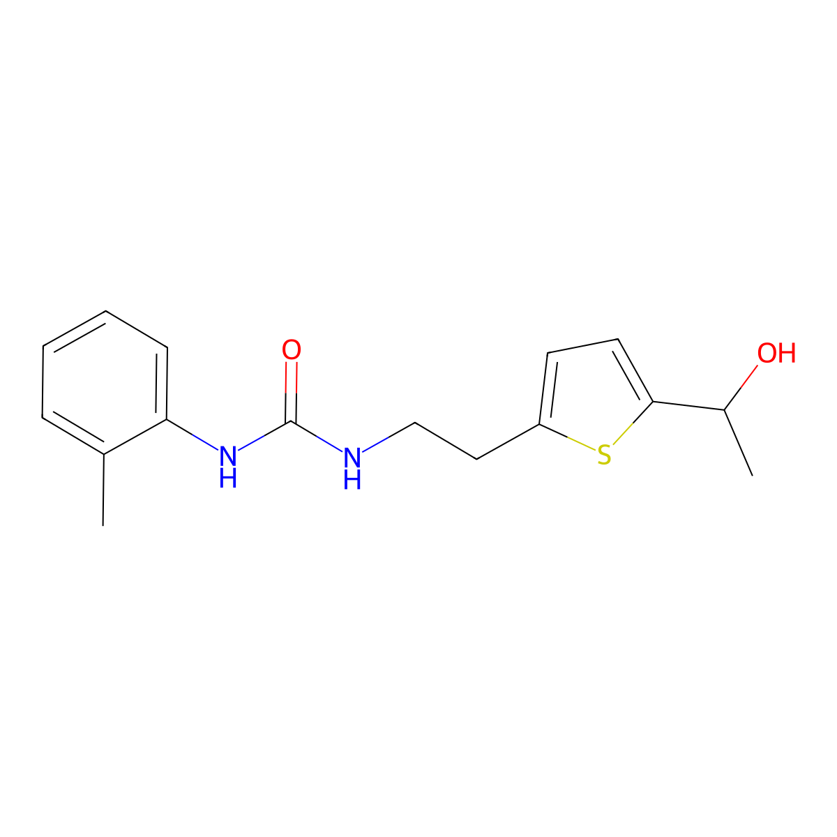 1-(2-(5-(1-Hydroxyethyl)thiophen-2-yl)ethyl)-3-(o-tolyl)urea molecular structure, CAS 2034599-72-7
