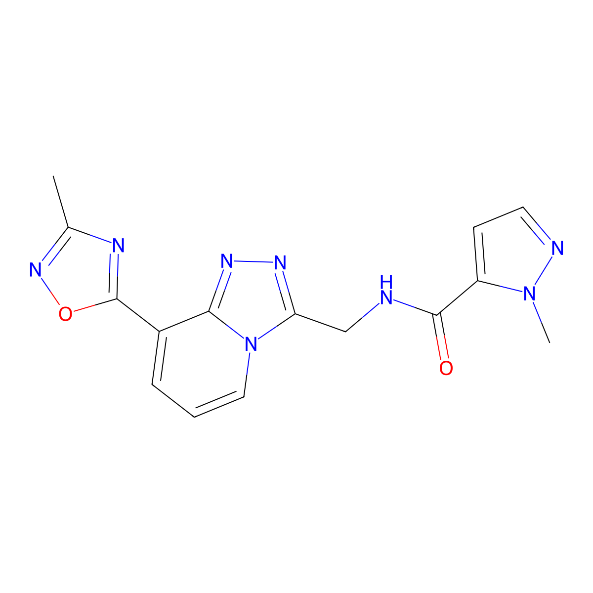 1-methyl-N-{[8-(3-methyl-1,2,4-oxadiazol-5-yl)-[1,2,4]triazolo[4,3-a]pyridin-3-yl]methyl}-1H-pyrazole-5-carboxamide molecular structure, CAS 2034599-76-1