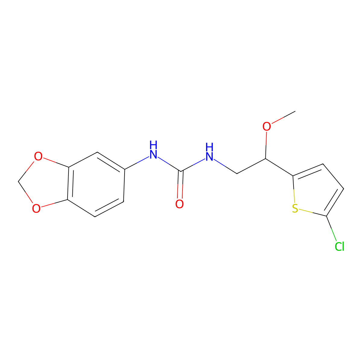 1-(Benzo[d][1,3]dioxol-5-yl)-3-(2-(5-chlorothiophen-2-yl)-2-methoxyethyl)urea molecular structure, CAS 2034599-99-8