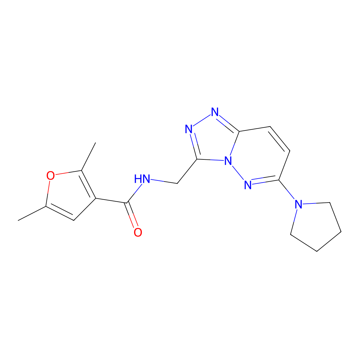 2,5-dimethyl-N-{[6-(pyrrolidin-1-yl)-[1,2,4]triazolo[4,3-b]pyridazin-3-yl]methyl}furan-3-carboxamide molecular structure, CAS 2034600-01-4