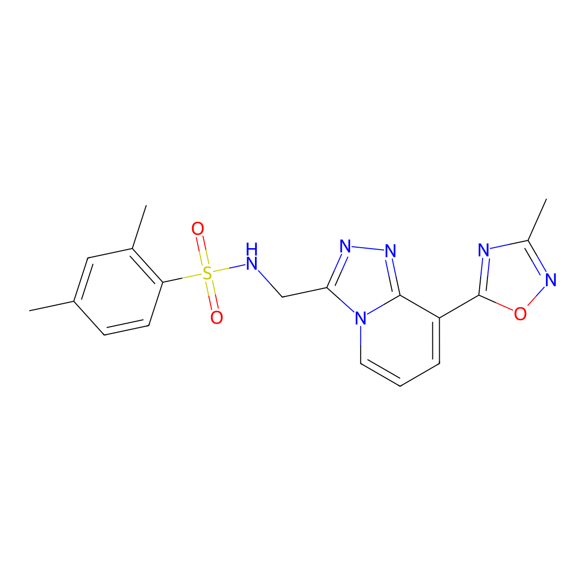 2,4-dimethyl-N-((8-(3-methyl-1,2,4-oxadiazol-5-yl)-[1,2,4]triazolo[4,3-a]pyridin-3-yl)methyl)benzenesulfonamide molecular structure, CAS 2034600-02-5