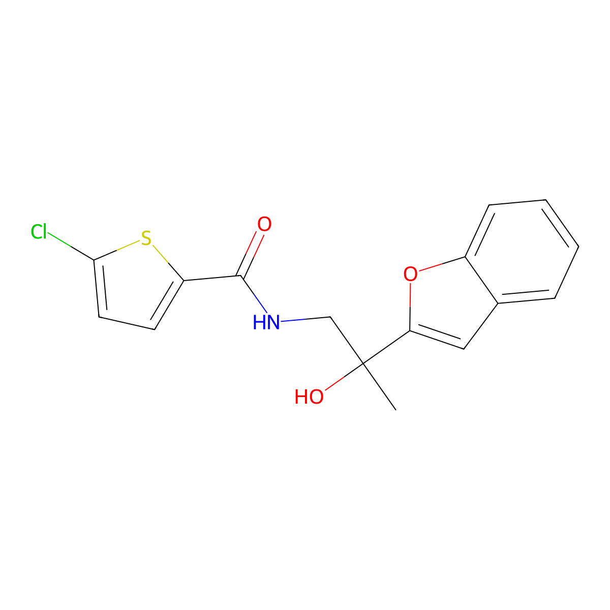 N-(2-(benzofuran-2-yl)-2-hydroxypropyl)-5-chlorothiophene-2-carboxamide molecular structure, CAS 2034600-05-8